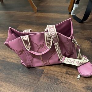 Steve Madden Mauve Tote with Logo Straps